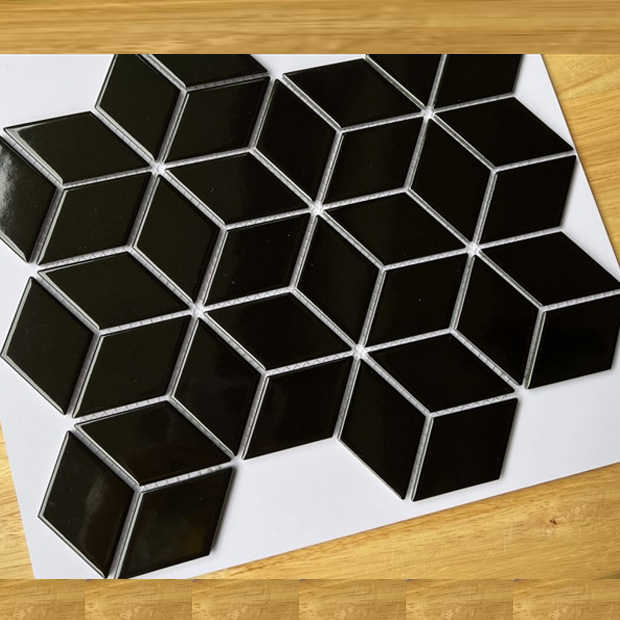 Gạch Trang Trí Mosaic Kim Cương Lập Phương Đen Bóng 11 Gạch Trang Trí Mosaic Kim Cương Lập Phương Đen Bóng
