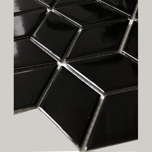 Gạch Trang Trí Mosaic Kim Cương Lập Phương Đen Bóng 14 Gạch Trang Trí Mosaic Kim Cương Lập Phương Đen Bóng