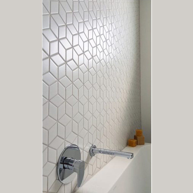 Gạch Trang Trí Mosaic Kim Cương Lập Phương Đen Mờ
