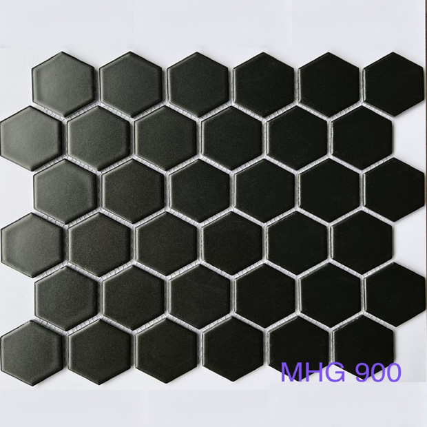 Gạch Trang Trí Mosaic Lục Giác Màu Đen Mờ 7 Gạch Trang Trí Mosaic Lục Giác Màu Đen Mờ
