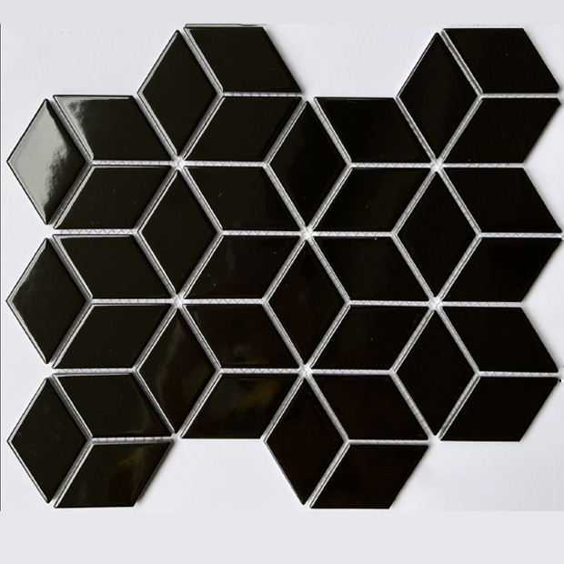 Gạch Trang Trí Mosaic Kim Cương Lập Phương Đen Bóng 9 Gạch Trang Trí Mosaic Kim Cương Lập Phương Đen Bóng
