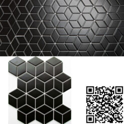 Gạch Trang Trí Mosaic Kim Cương Lập Phương Đen Mờ